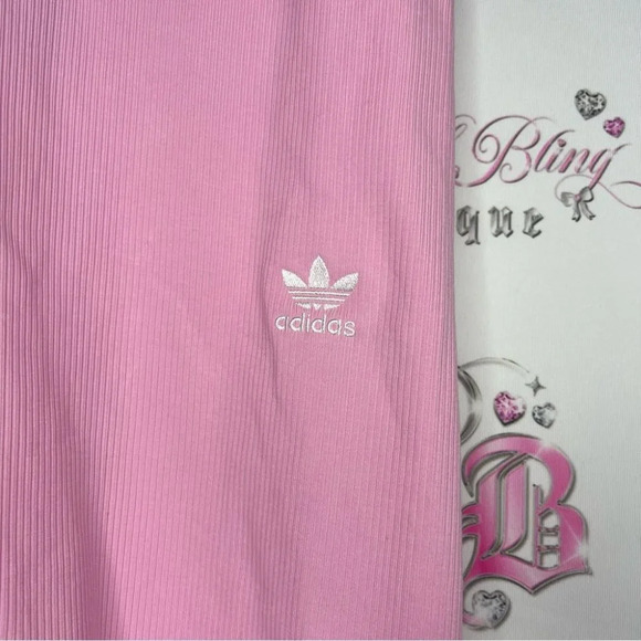 Adidas shorts BRAND NEW WITH TAGS bubble gum pink stretchy ribbed cute biker - Picture 4 of 4